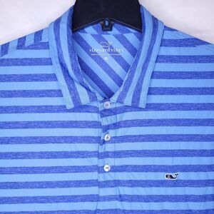 Vineyard Vines Polo Shirt Mens XL Striped Blue Jamestown Performance